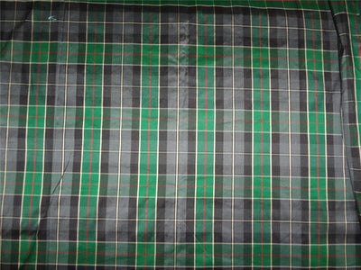 SILK DUPIONI GREEN X MULTI COLOR PLAIDS  FABRIC WIDTH 54" wide DUP#C66[3]