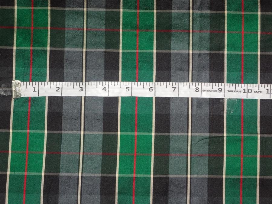 SILK DUPIONI GREEN X MULTI COLOR PLAIDS  FABRIC WIDTH 54" wide DUP#C66[3]