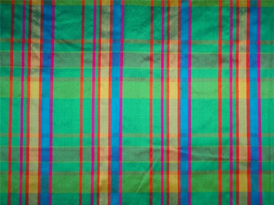 100% Silk Dupion Multi Color Plaids Fabric 54" wide DUP#C18