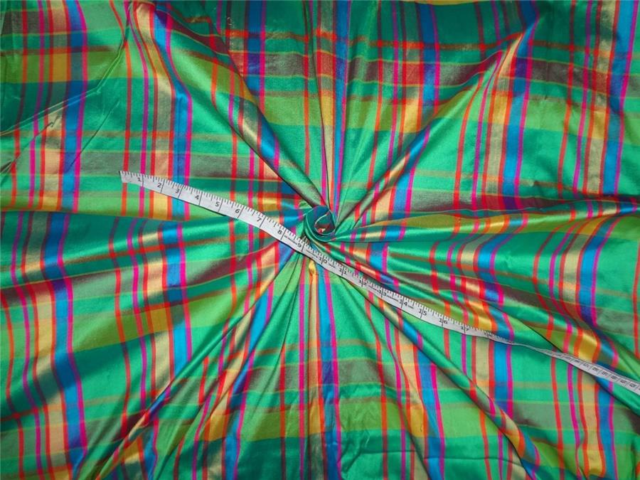 100% Silk Dupion Multi Color Plaids Fabric 54" wide DUP#C18