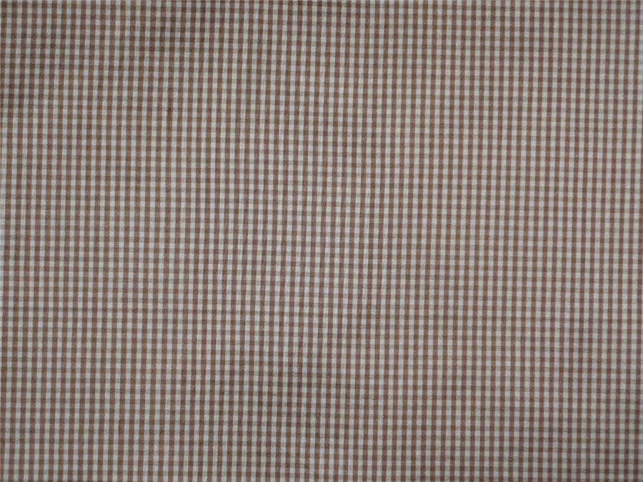 100% Pure Silk Dupioni Fabric Khaki Green x Cream Small Checks 54" wide DUP#C87