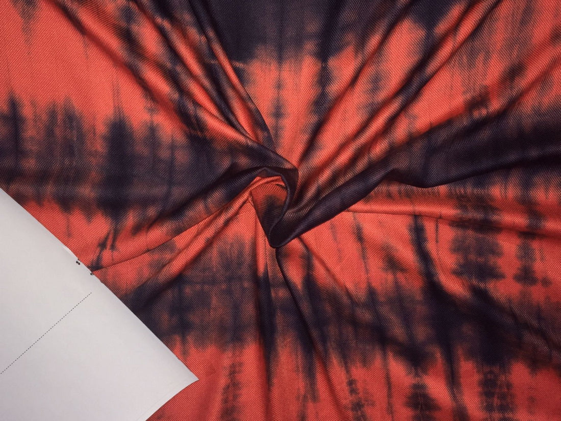 Tencel Dobby Tie Dye Black X Reddish Orange [marble] color Print 58" wide [11037]