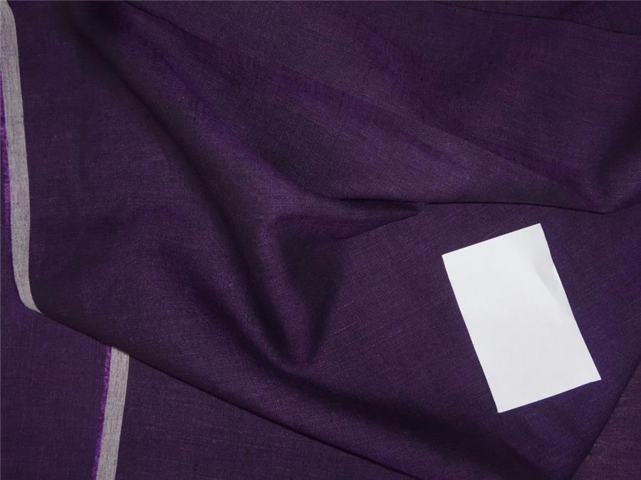 Two Tone Linen 25% COTTON, 75% LINEN fabric Aubergine x Black Color 58" wide B2#79[6]