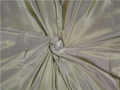 100%Pure Silk Taffeta Fabric Cream x Green 60&quot; 2.80 Cut Length