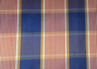 100% silk dupion red blue plaids fabric 54&quot; wide