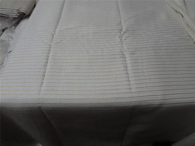 100% Linen White and Gold stripe Fabric 58" wide [7774]