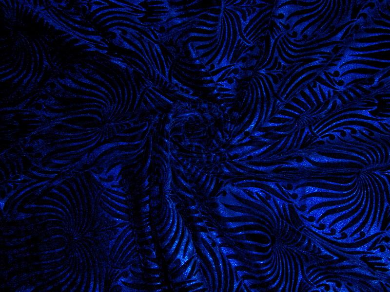 Deep blue Devore Embossed Viscose Micro Velvet fabric 44" wide