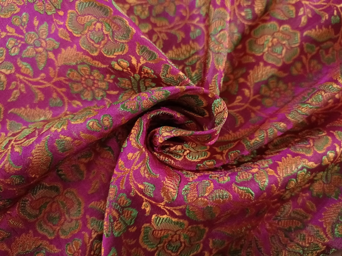 SILK BROCADE FABRIC Hot Pink, orange & Green 44" wide BRO44[4]