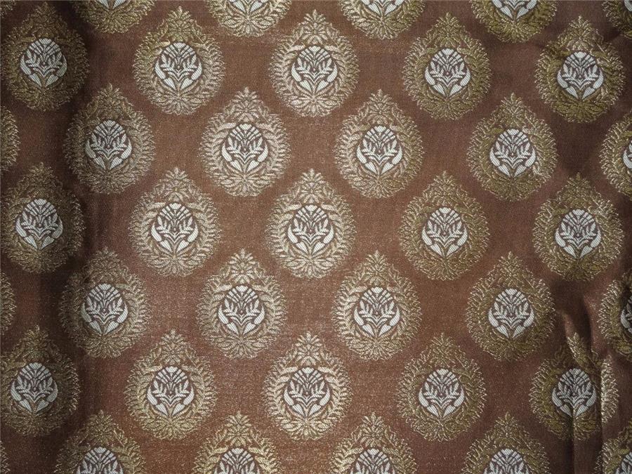 Silk Brocade fabric metalic gold and golden brown Color 50" wide BRO541[1]