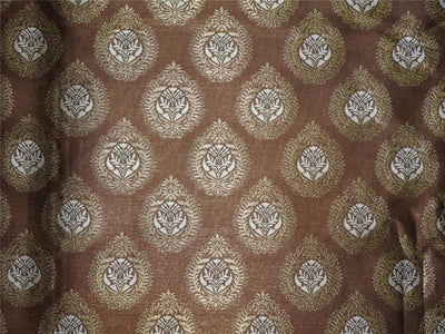 Silk Brocade fabric metalic gold and golden brown Color 50" wide BRO541[1]
