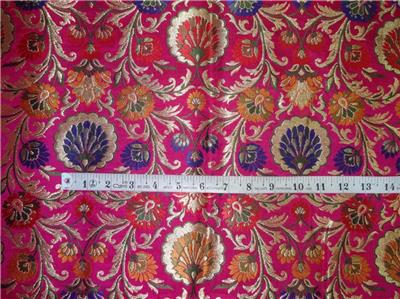 SILK BROCADE FABRIC BRIGHT PINK METALLIC GOLD & MULTI COLOR 36" WIDE BRO545[2]