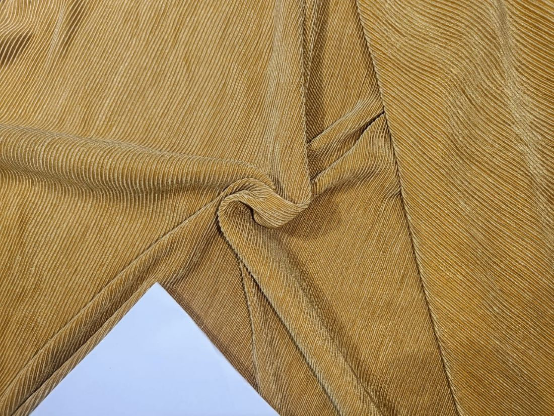 Mustard Gold Color crushed Polyester Pleated satin fabric ~ 59'' wide