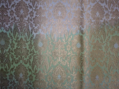 Silk brocade fabric shaded pastel green and ivory color 44" wide BRO545[4]