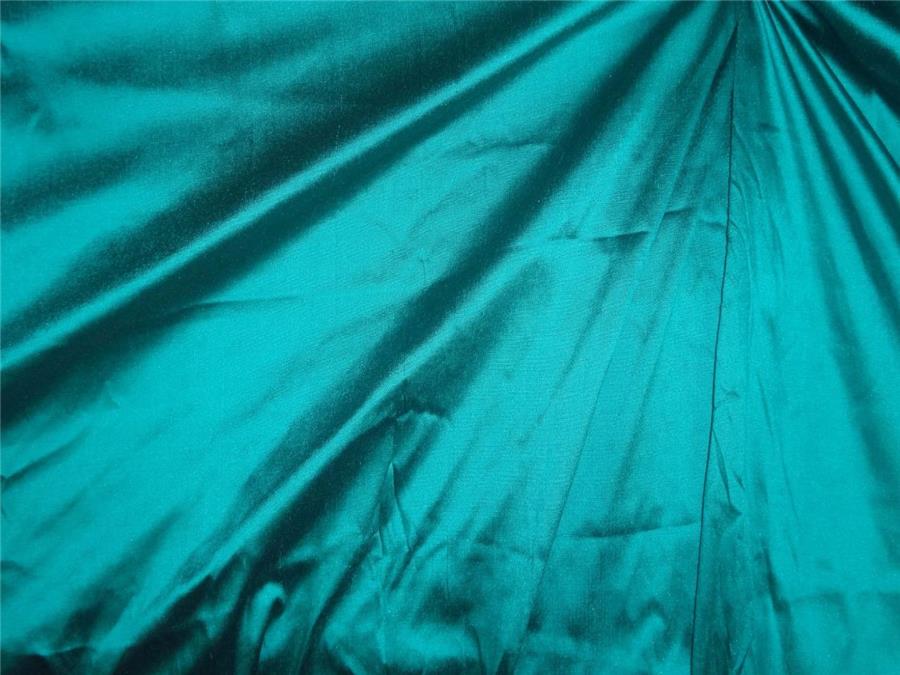 100% Silk Dupioni Turquoise x Black Fabric 54&quot; wide PKT248