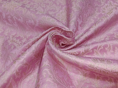 Brocade pink x metalic gold fabric 44" wide ~ BRO828