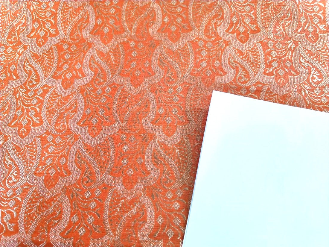 Silk Brocade fabric Mandrin Orange & Gold 44" wide BRO55[2]