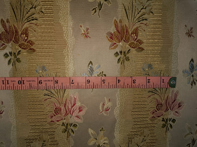 100% Silk Taffeta Jacquard Fabric gold with floral jacquard stripe 54" wide 74.70 MOMME TAFJACNEW9