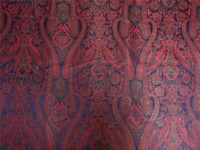 brocade FABRIC navy blue red and green