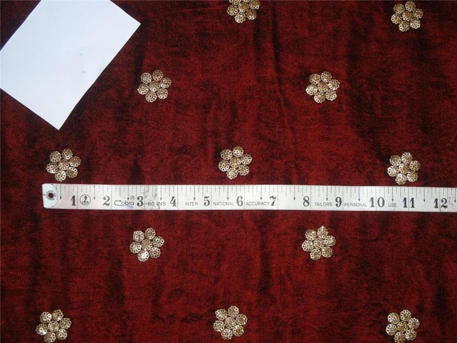 Iridescent Embroidered Maroon Micro Velvet Fabric ~ 44&quot; wide[8286]