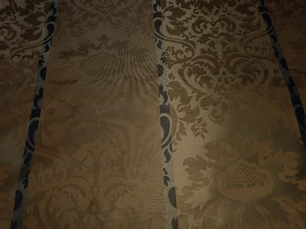 100% Silk Taffeta Jacquard Fabric gold beige and black  54"~wide
