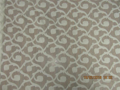 COTTON SILK BROCADE FABRIC NATURAL IVORY COLOR 44&quot;