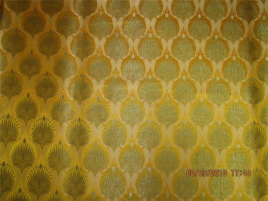Silk Brocade Fabric mustard x metallic gold color 36" wide BRO571[2]