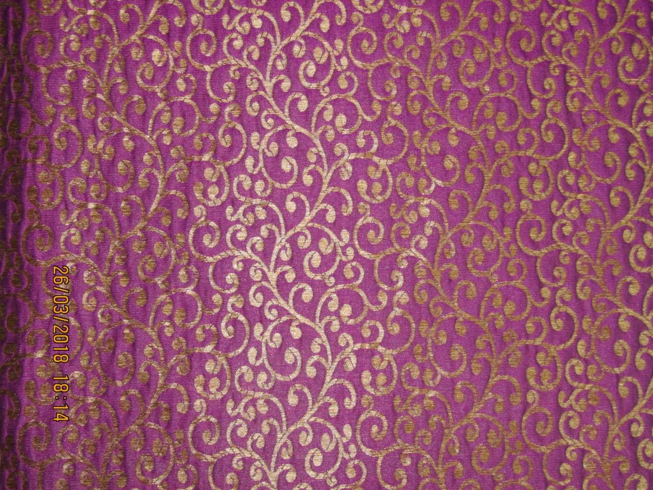 Reversible Brocade Fabric Aubergine x gold Color 44&quot;