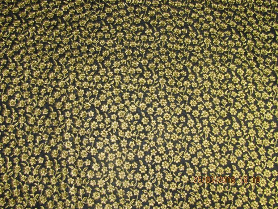 Silk Brocade fabric Black x metallic gold color with embroidery 44" wide BRO575[6]