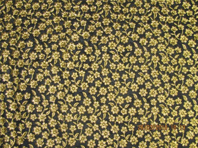 Silk Brocade fabric Black x metallic gold color with embroidery 44" wide BRO575[6]