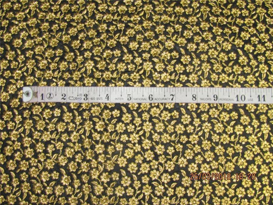 Silk Brocade fabric Black x metallic gold color with embroidery 44" wide BRO575[6]