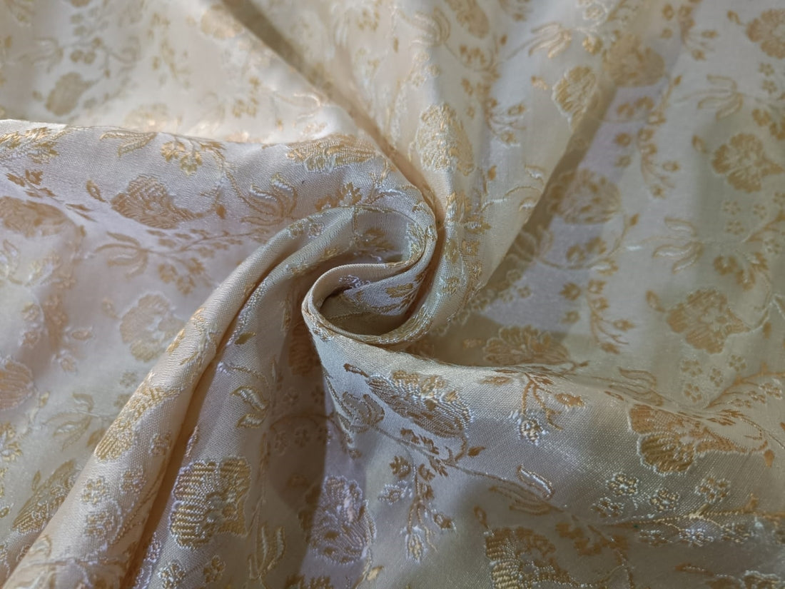 Silk Brocade Fabric Golden Butter & Ivory 44" wide BRO95[2]