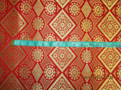 Silk brocade fabric Bright red x metallic gold color 44" wide BRO582[2]