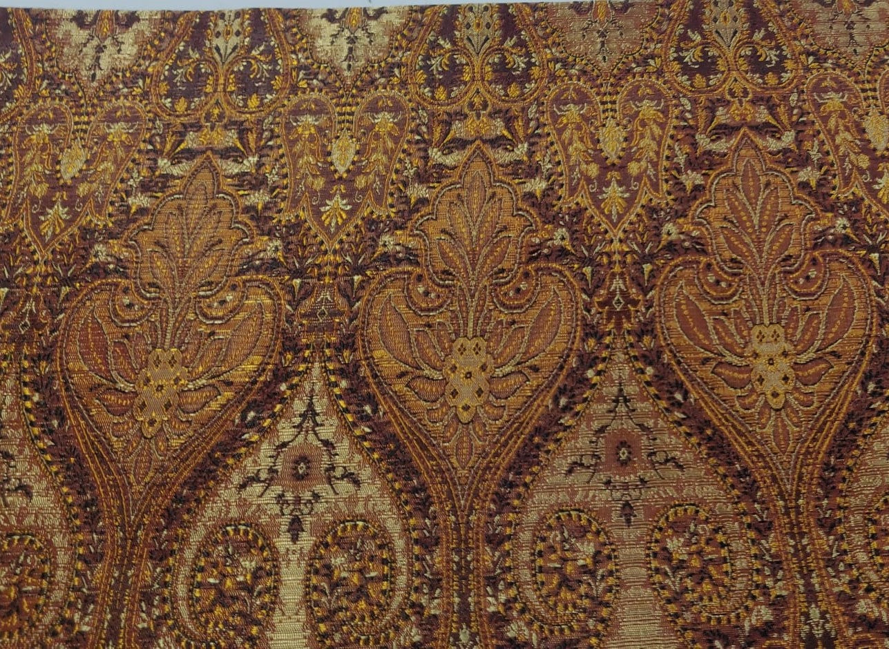Silk brocade fabric golden brown x metallic gold 44" wide single length 2.70 yards BRO66[4]