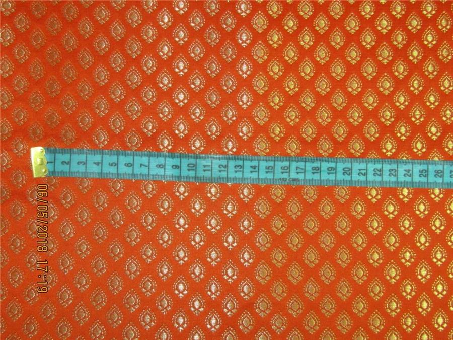Silk Brocade Fabric 3.25 YARDS ORANGE &amp; METALIC GOLD 44&quot;