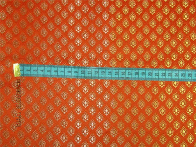 Silk Brocade Fabric 3.25 YARDS ORANGE &amp; METALIC GOLD 44&quot;