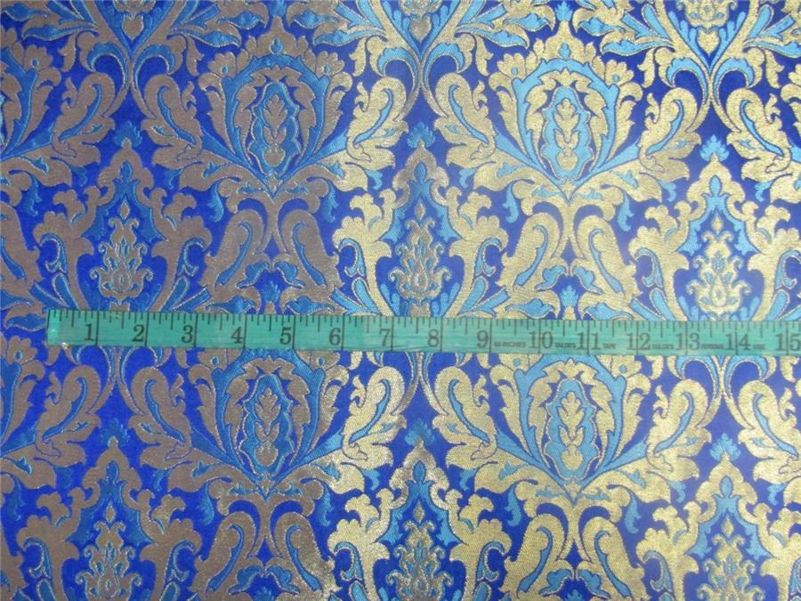 Heavy Brocade fabric royal blue ,blue x metallic gold color ~ 36&quot