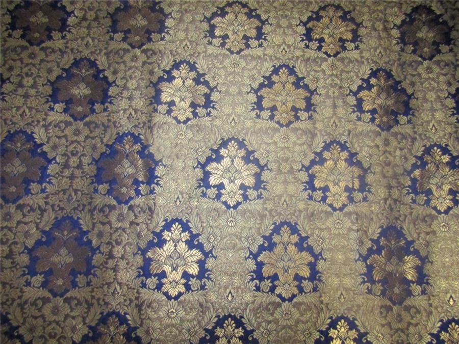 Heavy Brocade fabric navy x metallic gold color