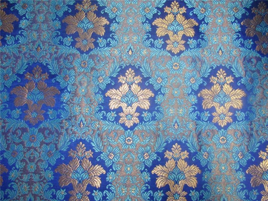 Heavy Brocade fabric royal blue x metallic gold color