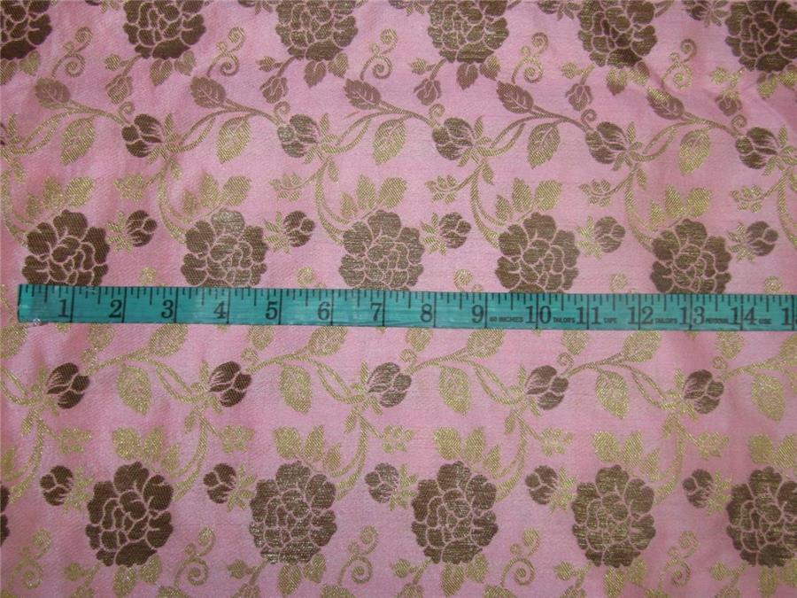 Brocade fabric Pink x metallic Gold 44&quot;