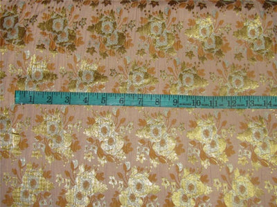Brocade fabric peach &amp; peachy x metallic Gold 44&quot;