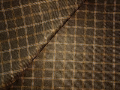 Tweed Suiting Heavy weight premium Fabric dark olive and mustard Plaids 58" wide [12863]