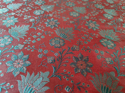 Silk Brocade Fabric Rust & Teal 44" wide BRO84[2]