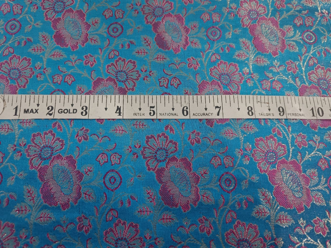 Silk Brocade fabric Blue, Pink & Gold Color 44" wide BRO10[3] single length 1.40 yards only