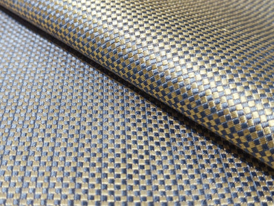 100% Silk taffeta jacquard fabric blue and gold DAMASK 54"  wide TAFJ8