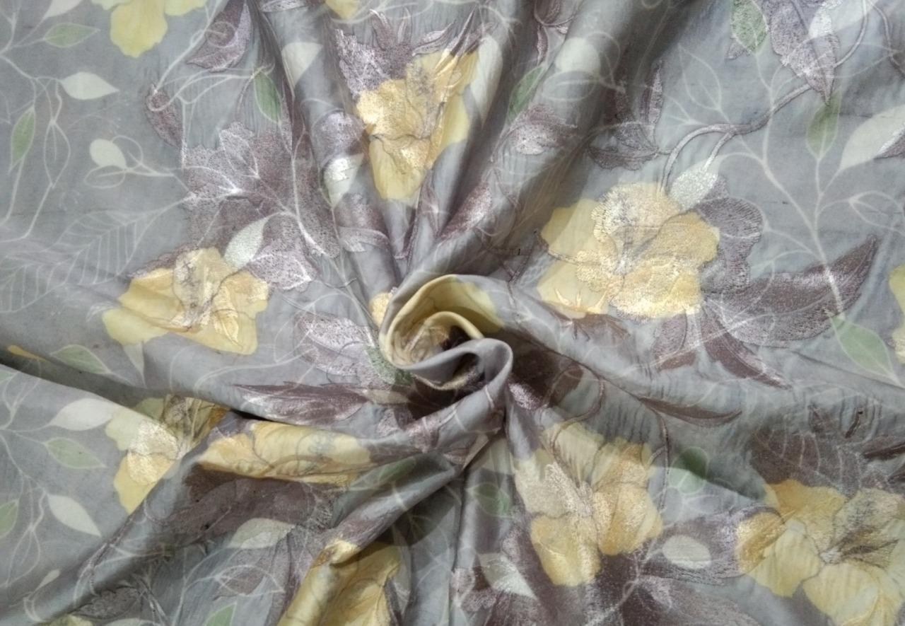 Silk dupion embroidery digital printed fabric iridescent lilac x yellow 54" wide DUPE57[4]