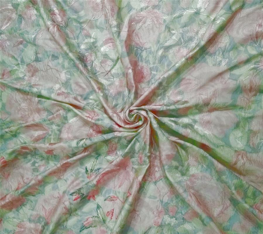 Silk dupion embroidery digital printed fabric iridescent pink x green 54" wide DUPE57[1]