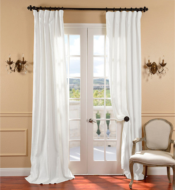 Straight linen curtains a set of 2 53" wide and 90" long [7155]