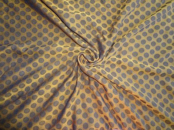 SILK Printed chiffon fabric mustard brown dots [7015]