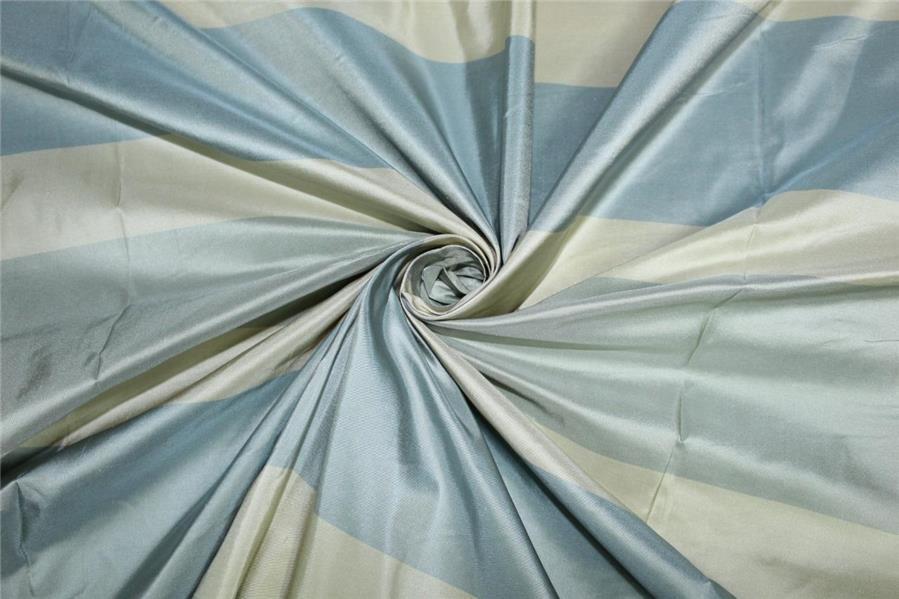 SILK TAFFETA 3 color stripe shades of slate blue and cream 54" wide TAFS154[1]