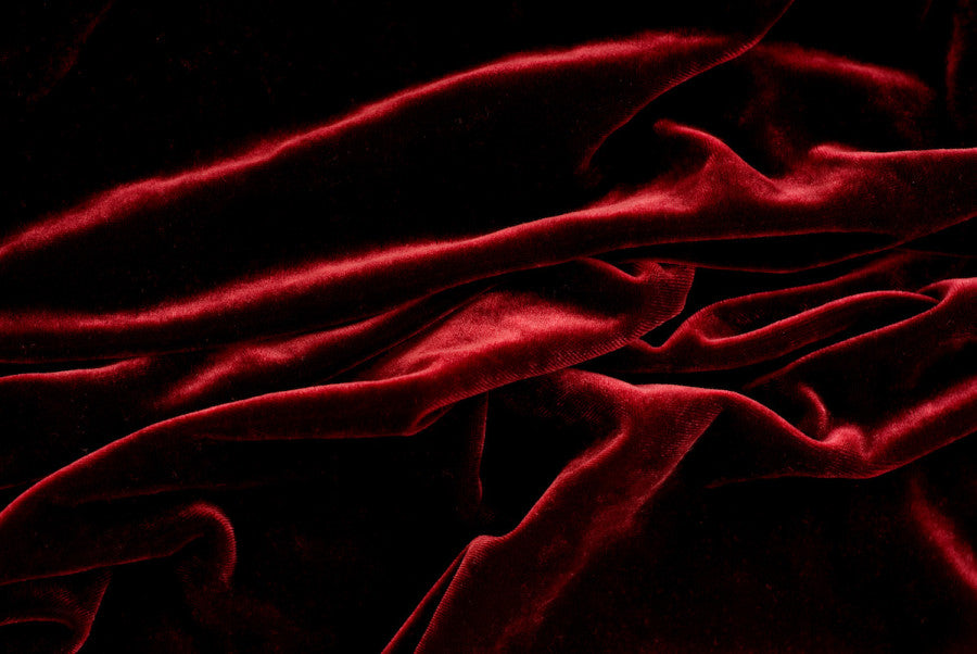 Iridescent Micro Velvet Red x Black Fabric ~ 44&quot; wide
